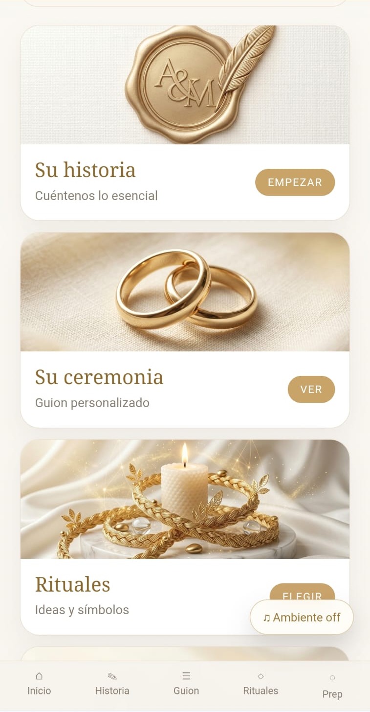 Módulos del portal privado de Ceremonias de Autor