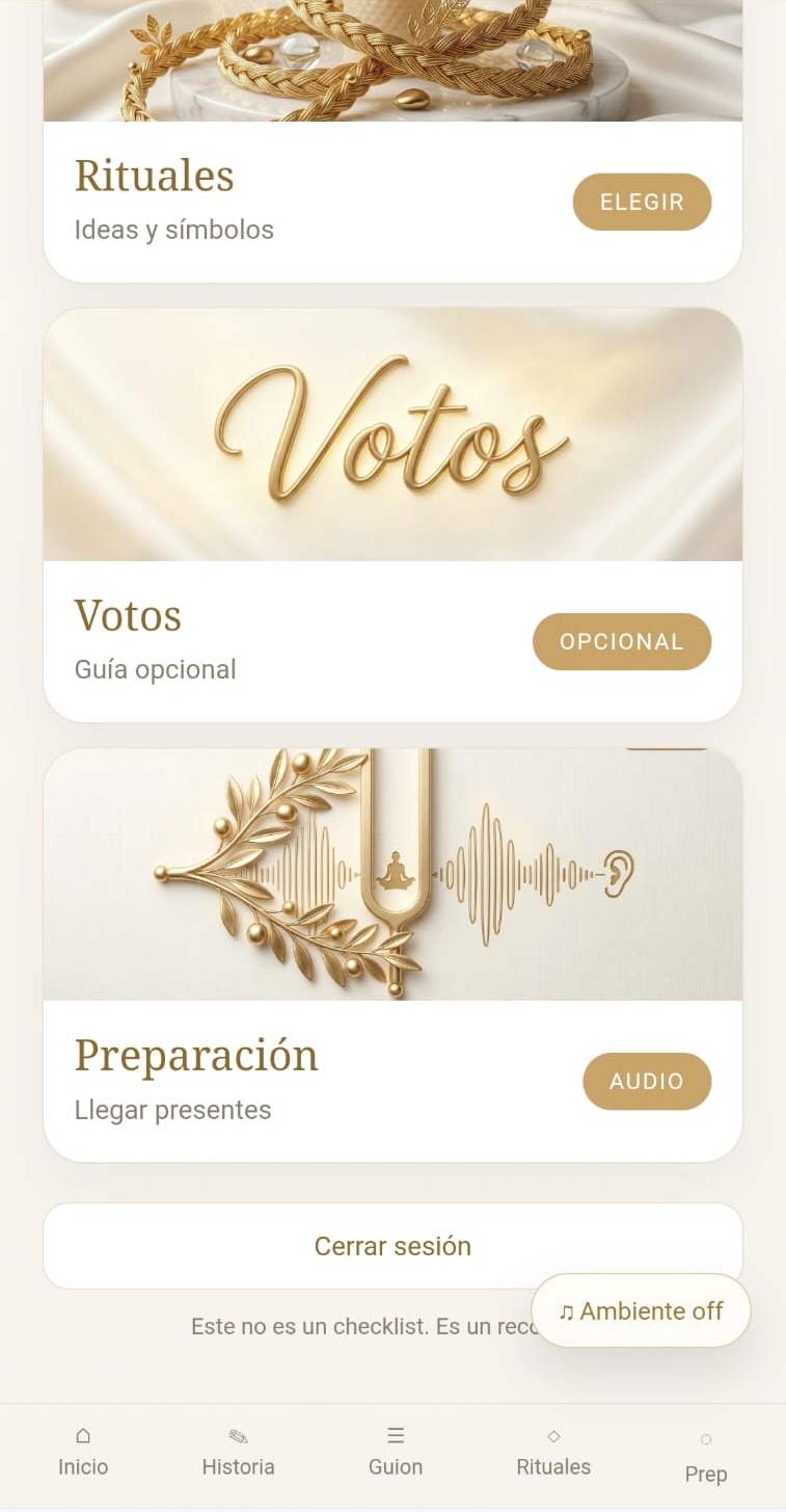 Rituales y preparación en el portal privado de Ceremonias de Autor